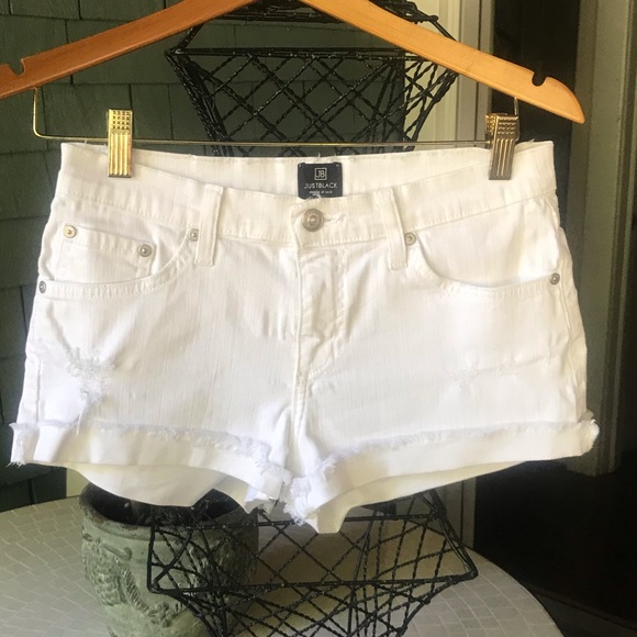 Just Black Pants - Just Black Denim Shorts. White. Size small